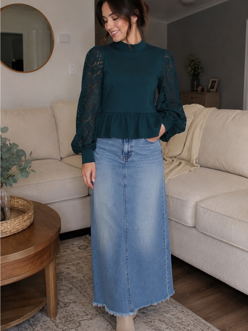 Zara Dark Green Peplum Blouse